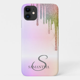Elegant Rainbow Glitter Drips Ombre iPhone 11 Case