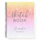 Elegant Rainbow Glitter Sketchbook Name Script