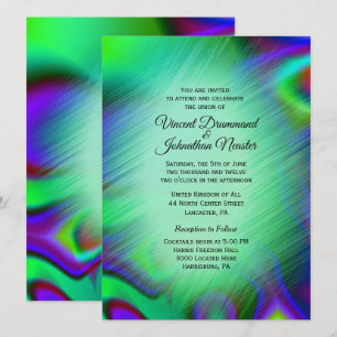 Elegant Rainbow Green  Wedding Invitations