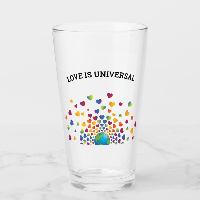 Elegant Rainbow of Hearts Design Glass (Front)