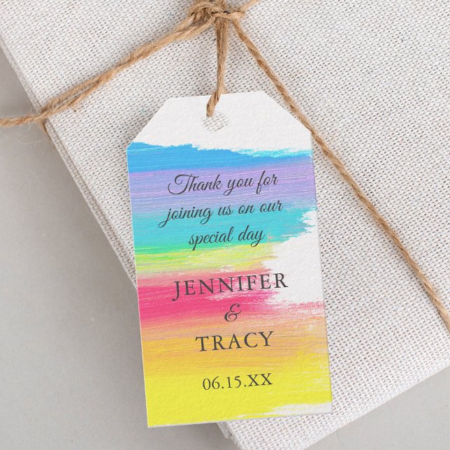 Elegant Rainbow Personalized Colourful Wedding Gift Tags (Creator Uploaded)