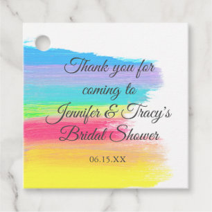 Elegant Rainbow Personalized Lesbian Bridal Shower Favour Tags