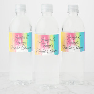 Elegant Rainbow Personalized Lesbian Bridal Shower Water Bottle Label