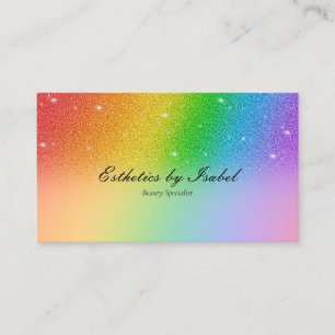 Elegant Rainbow Sparkle Esthetician Business Card