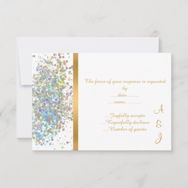 ELEGANT RAINBOW SPARKLE  GOLD CUSTOM RSVP (Front)