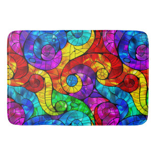 Elegant Rainbow Stained Glass Pattern Bath Mat