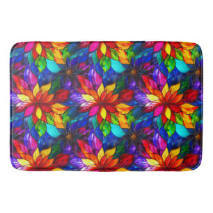 Elegant Rainbow Stained Glass Pattern Bath Mat