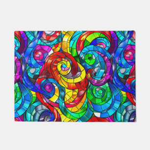 Elegant Rainbow Stained Glass Pattern Doormat