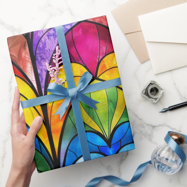 Elegant Rainbow Stained Glass Pattern Wrapping Paper (Gifting)