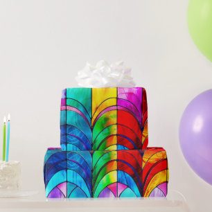 Elegant Rainbow Stained Glass Pattern Wrapping Paper