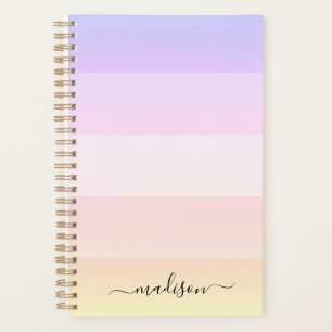 Élégant rainbow strié script nom planificateur