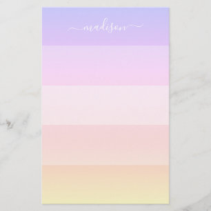 Elegant rainbow striped name  stationery