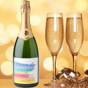 Elegant Rainbow Wedding Personalized Sparkling Wine Label