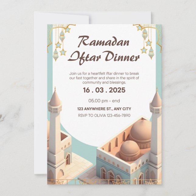 Elegant Ramadan Iftar Dinner Invitation | Editable (Front)