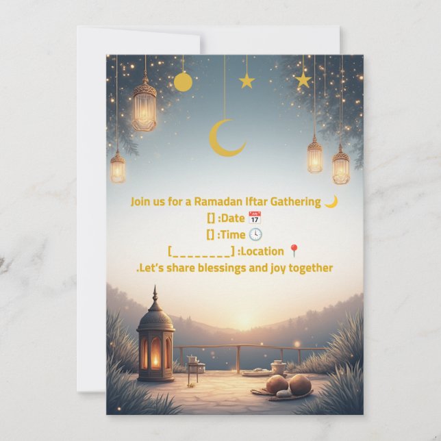 Elegant Ramadan Iftar Invitation 🌙 Gold & Navy Is (Devant)