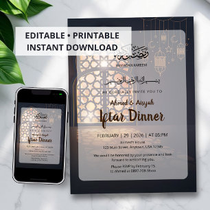 Elegant Ramadan Iftar Invitation Golden Lantern