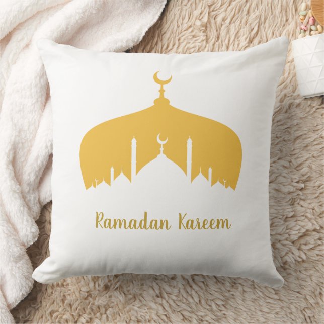 Elegant Ramadan Mosque Design Throw Pillow (Blanket)
