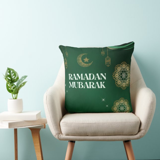 Elegant Ramadan Mubarak Throw Pillow (Chair)