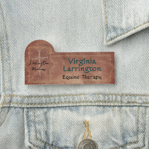 Elegant Ranch Business Personalizeable Cross Logo Name Tag