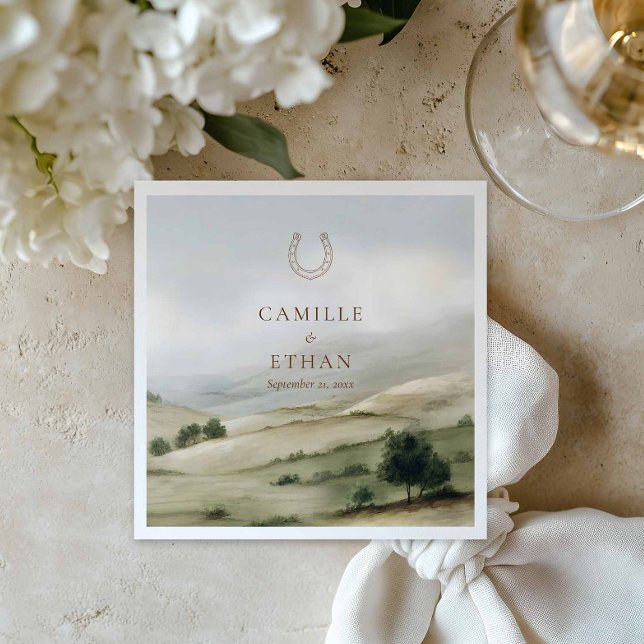 Elegant Ranch Wedding Paper Napkins (Countryside Estate Wedding Napkin)