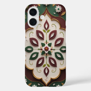 Elegant Rangoli-Inspired Floral Kolam iPhone Case