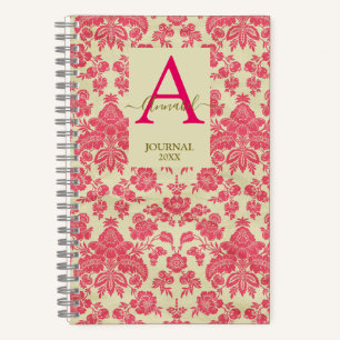 Elegant Raspberry damask inspired patterned  Noteb Notebook