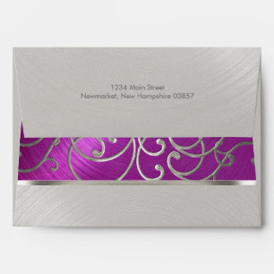 Elegant Raspberry Pink Silver Filigree Envelopes