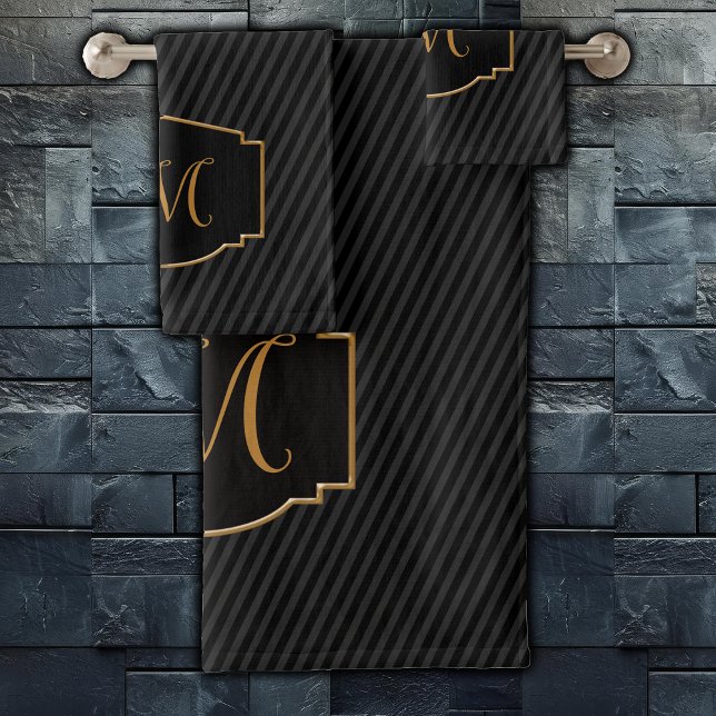 Élégant, Rayé de Monogramme Sophistiqué (Créateur téléchargé)