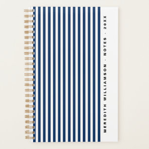 Élégant rayure bleu marine moderne personnalisé