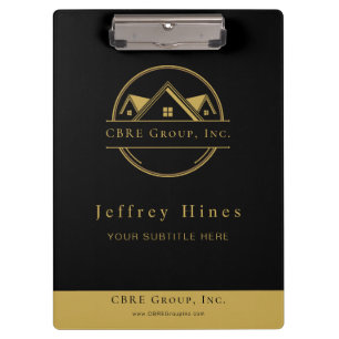 Elegant Real Estate Black and gold custom logo  Clipboard