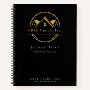 Elegant Real Estate Black and gold custom logo Notebook