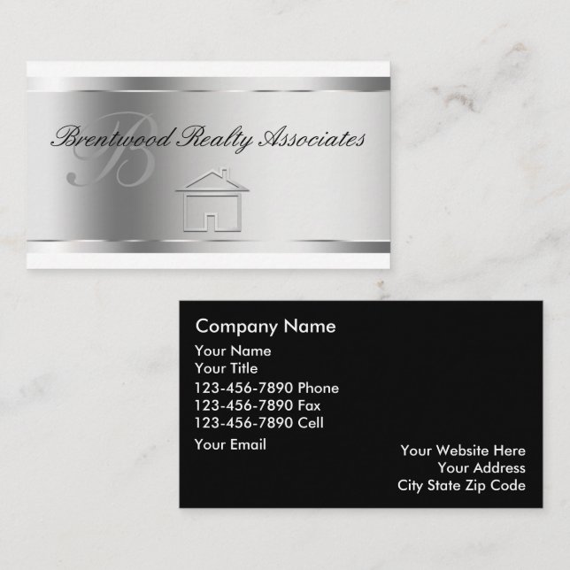 Elegant Real Estate Business Cards (Front/Back)