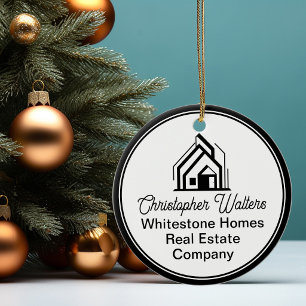 Elegant Real Estate Company Customized Realtor Ceramic Ornament