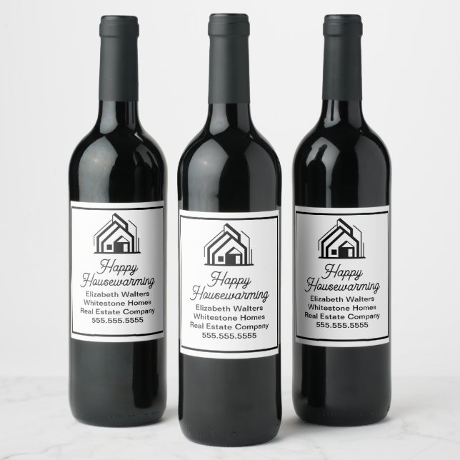 Elegant Real Estate Company Customized Realtor Wine Label (Bottles)