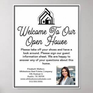 Elegant Real Estate Company Open House Welcome Poster