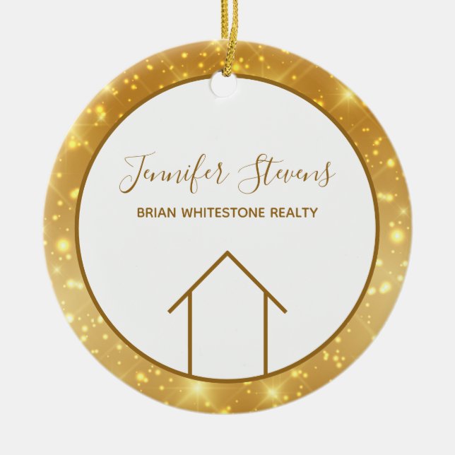 Elegant Real Estate Company Personalized Realtor Ceramic Ornament (Front)