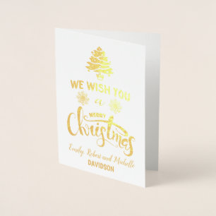 Elegant Real Foil Merry Christmas Custom Monogram Foil Card