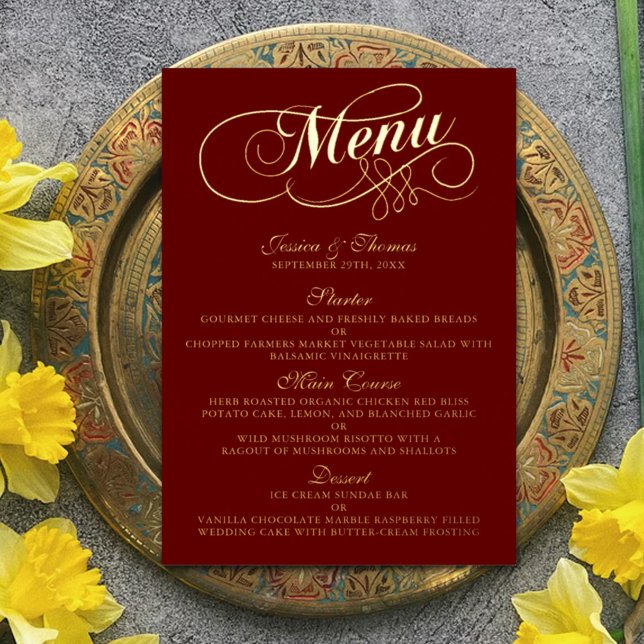 Elegant Real Foil Pressed Wedding Menu Cards (Creator Uploaded)