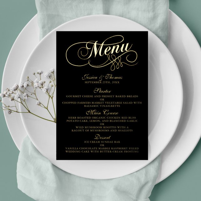Elegant Real Foil Pressed Wedding Menu Cards (Creator Uploaded)