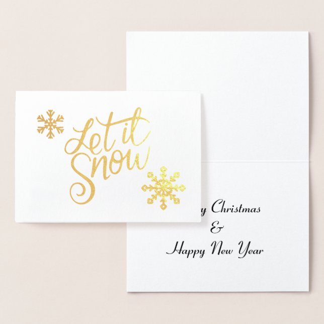 elegant real gold foil Let it Snow Christmas Card (Display)