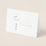 elegant real gold foil Merry Christmas snowman Foil Card<br><div class="desc">Minimalist "Merry Christmas" card with snowman, shiny gold foil. You may add your own message.</div>
