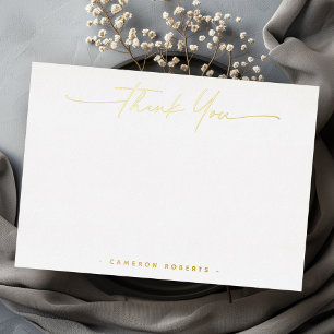 Elegant real gold or silver foil thank you card