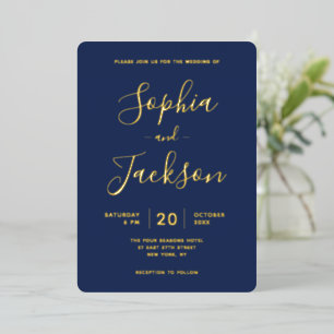 Elegant Real Gold or Silver & Navy Wedding