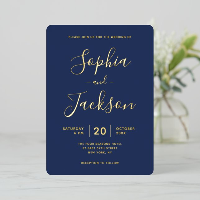 Elegant Real Gold or Silver & Navy Wedding (Standing Front)