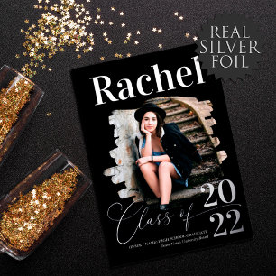 Elegant Real Silver Typography Class of Graduation