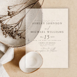 Elegant Real Vellum Overlay Modern Script Wedding Vellum Invitations