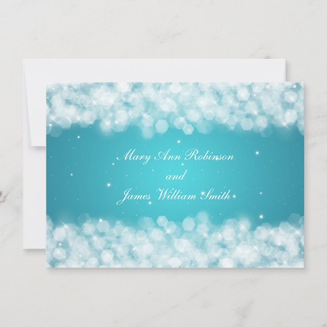Elegant Reception Party Sparkle Turquoise Invitation (Front)