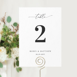 Elegant  Reception Script Calligraphy Table Number