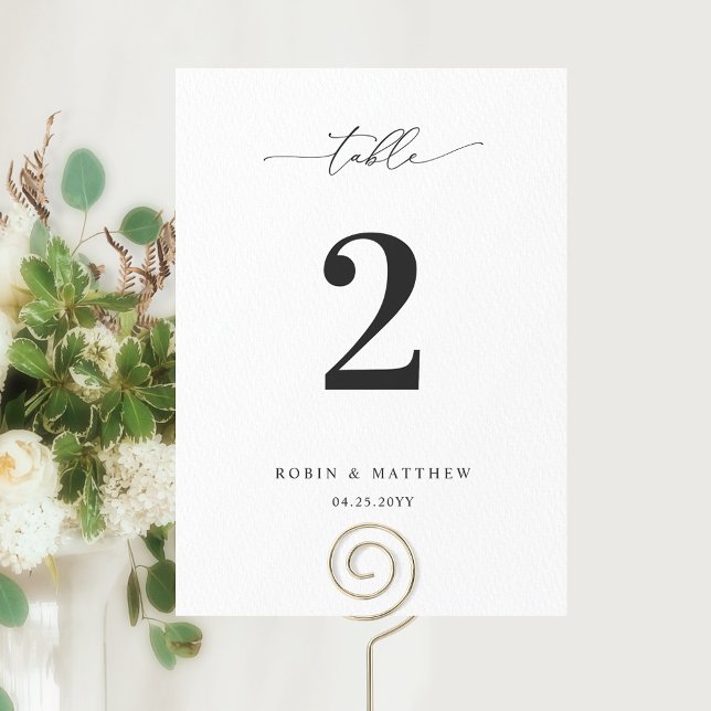 Elegant  Reception Script Calligraphy Table Number (Creator Uploaded)