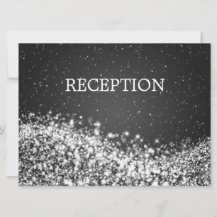 Elegant Reception Sparkling Wave Black Invitation